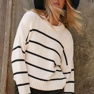 BF SALE NWOT Jenni Kayne Chloe Crewneck in Ivory/Black Stripe